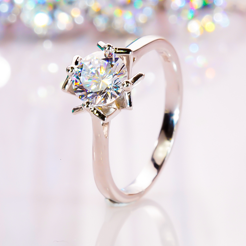 Wedding Rings 1 Carat Diamond Ring S925 Sterling Silver with Platinum Plated Fine Jewelry for Women Proposal Engagement Wedding 230810