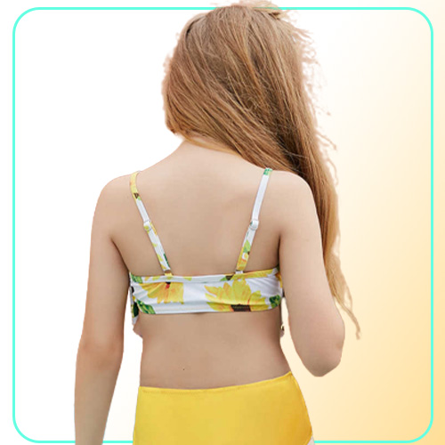 Cvsea Two Piece Bikinis Teens Yellow Printing Swimwear Beach Wear for 510 Years Girls Summer Swimming Suits