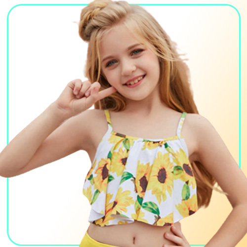Cvsea Two Piece Bikinis Teens Yellow Printing Swimwear Beach Wear for 510 Years Girls Summer Swimming Suits