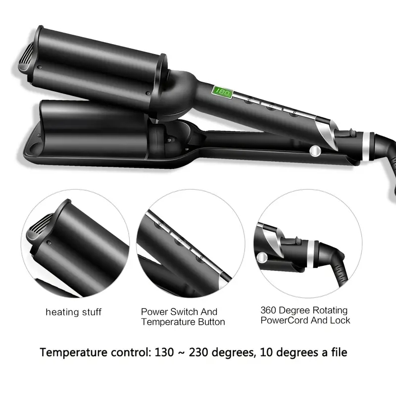 Professional Ceramic Curling Wand - 32mm Deep Waver Hair Crimper for Salon and Home Use - Create Stunning Curls and Waves with Ease