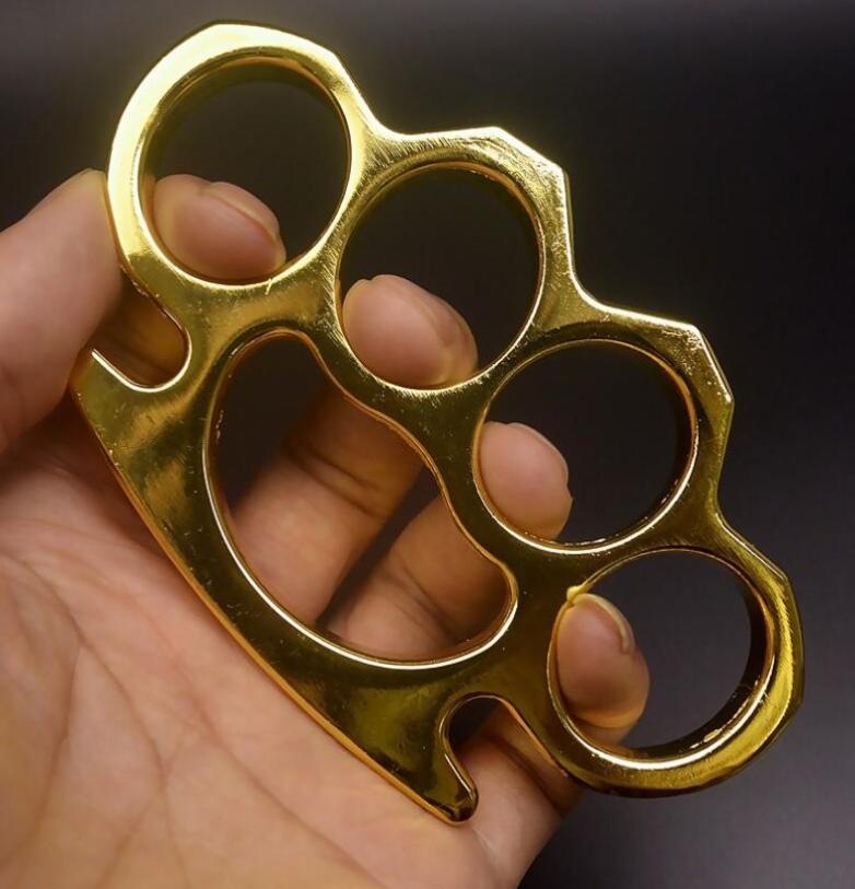 NEW Iron GILDED THICK STEEL BRASS KNUCKLE DUSTER Aluminum alloy finger tiger fourfinger selfdefense ring clasp fist ring4737989