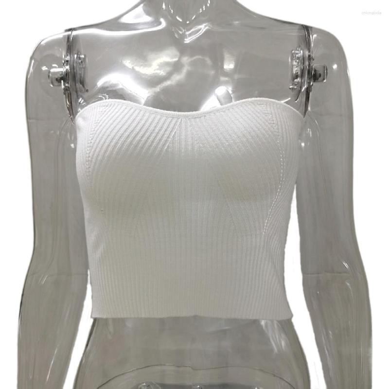 Women's Tanks Sexy Babes Tight Bandeau Knit Cutout Wool Top