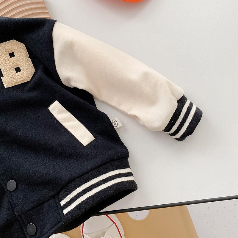 Jackets Spring Baby Boys Letters Baseball Jacket Kids Cotton Clothes Children College Style Coat Girls Varsity Bomber Outerwear Uniform 230811