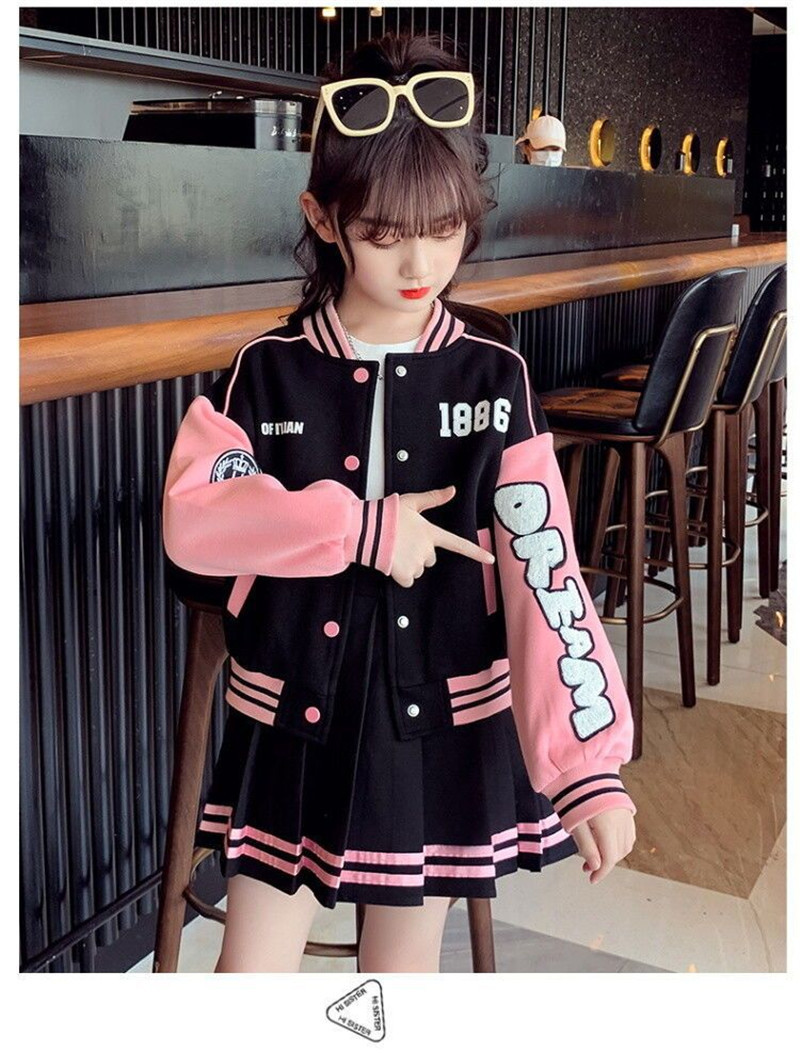 Clothing Sets Girls Clothing Sets Children Long Sleeved Coats Skirts Suit Teenage Girl Jacket Baseball Suit Kids Tracksuit Outfit Clothes 230811