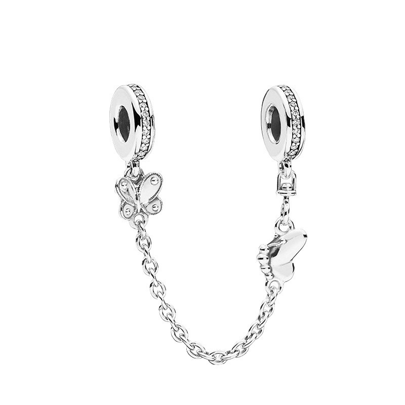 925 Sterling Silver Shining Love Personal Galaxy Heart Sign Flying Dance Safety Chain DIY String Bead Accessorie Free Ship