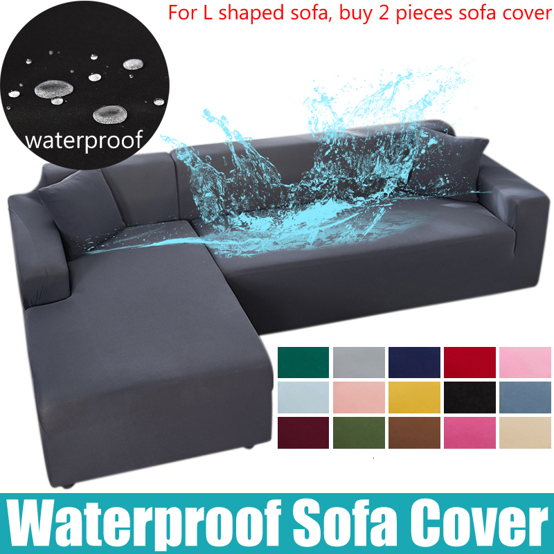 Chair Covers Waterproof Sofa Cover 1 2 3 4 Seater for Living Room Elastic Solid L Shaped Corner Couch Armchair 230810