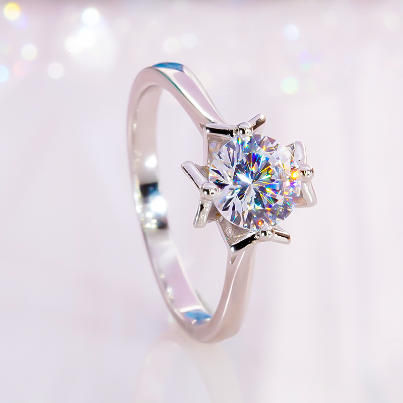 Wedding Rings 1 Carat Diamond Ring S925 Sterling Silver with Platinum Plated Fine Jewelry for Women Proposal Engagement Wedding 230810