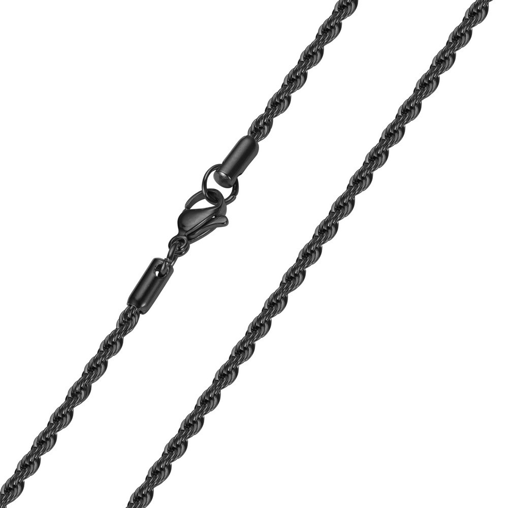 Black Twisted Rope Chains Not Fade Mens 304 Stainless Steel Basic Punk Choker Necklace for Women Fashion Design Hip Hop Jewelry Gift 2 3 4 5 6mm 18-30
