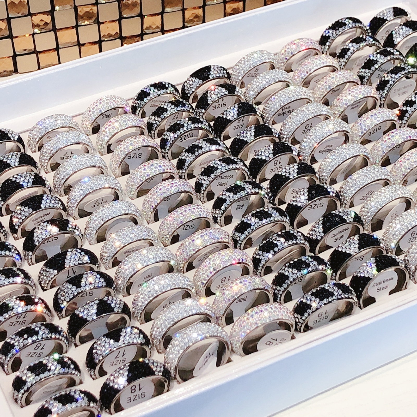 Solitaire Ring 30/36pcs/lot 5 row clay full Stainless steel ring advanced mix color and style for men and women Ring Wedding Jewelry 230810