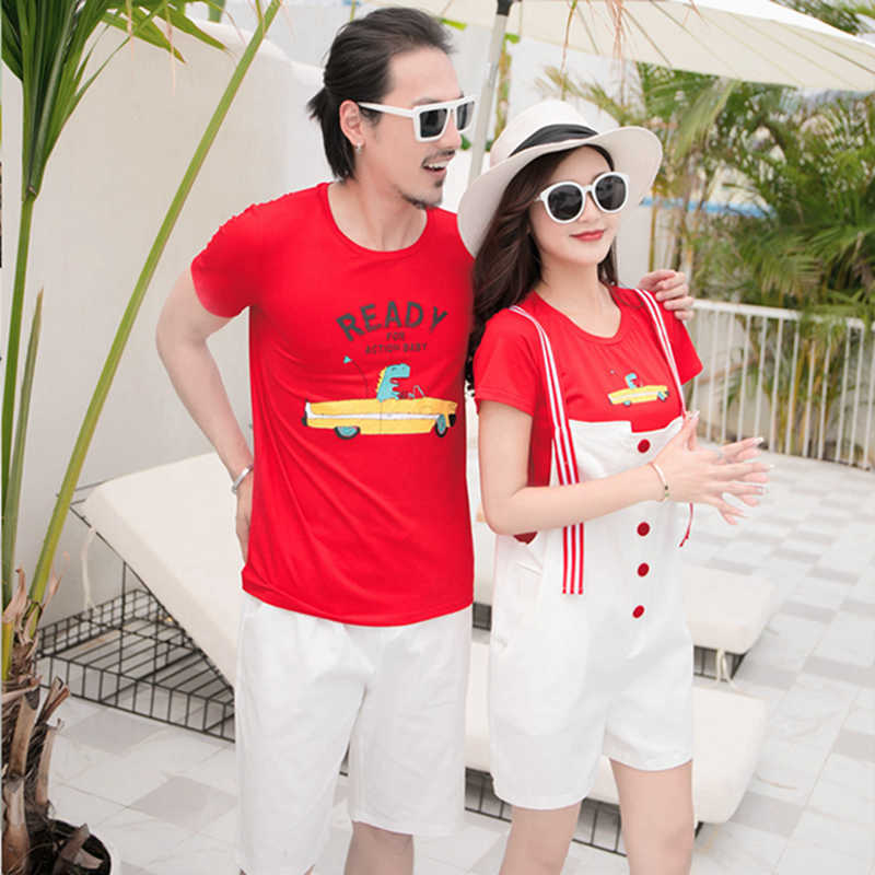 Family Matching Outfits Summer Family Matching Outfits Mother Daughter Dad and Son Matching Cotton T-shirt Shorts Family Look Matching Couple Outfits 
