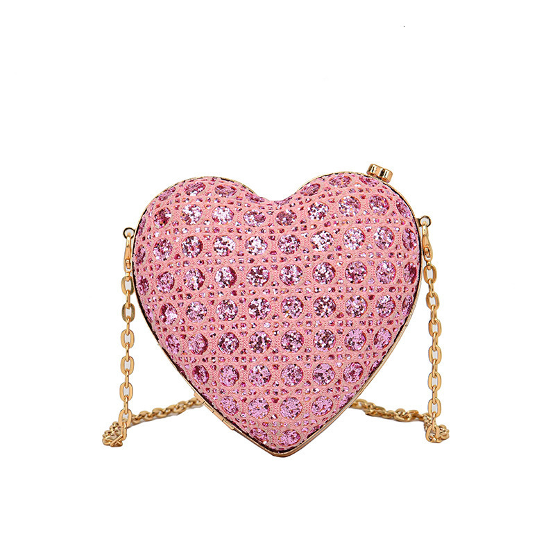 Evening Bags Shiny Rhinestones Women Heart Shape Clutch Purse Lady Gold Evening Minaudiere Bags Bridal Wedding Handbags Formal Party Purses 230812