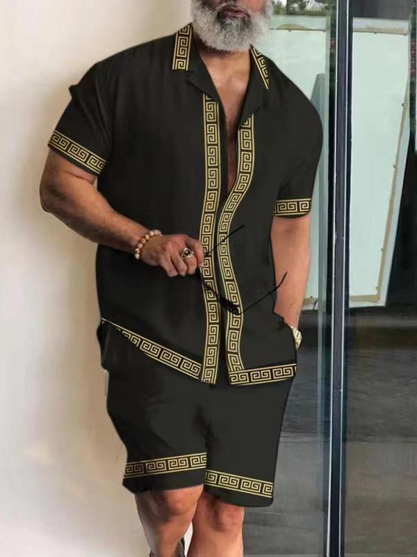 Men's Tracksuits Men High Quality Hawaiian Sets Summer Print Short Sleeve Shirt Beach Button Shorts Streetwear Holiday Men's Two Piece Suit 