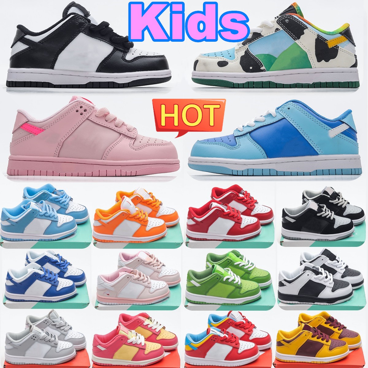 kids shoes low Toddler Sneakers Panda Chunky youth baby orange Boys Girls unc University Blue kid Designer shoe Childrens Triple Pink Trainers