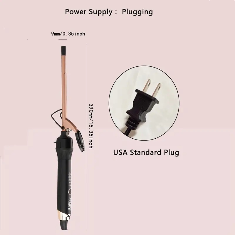 Professional Hair Curling Iron - 9mm Tong for Short or Long Hair - Create Stunning Curls and Waves