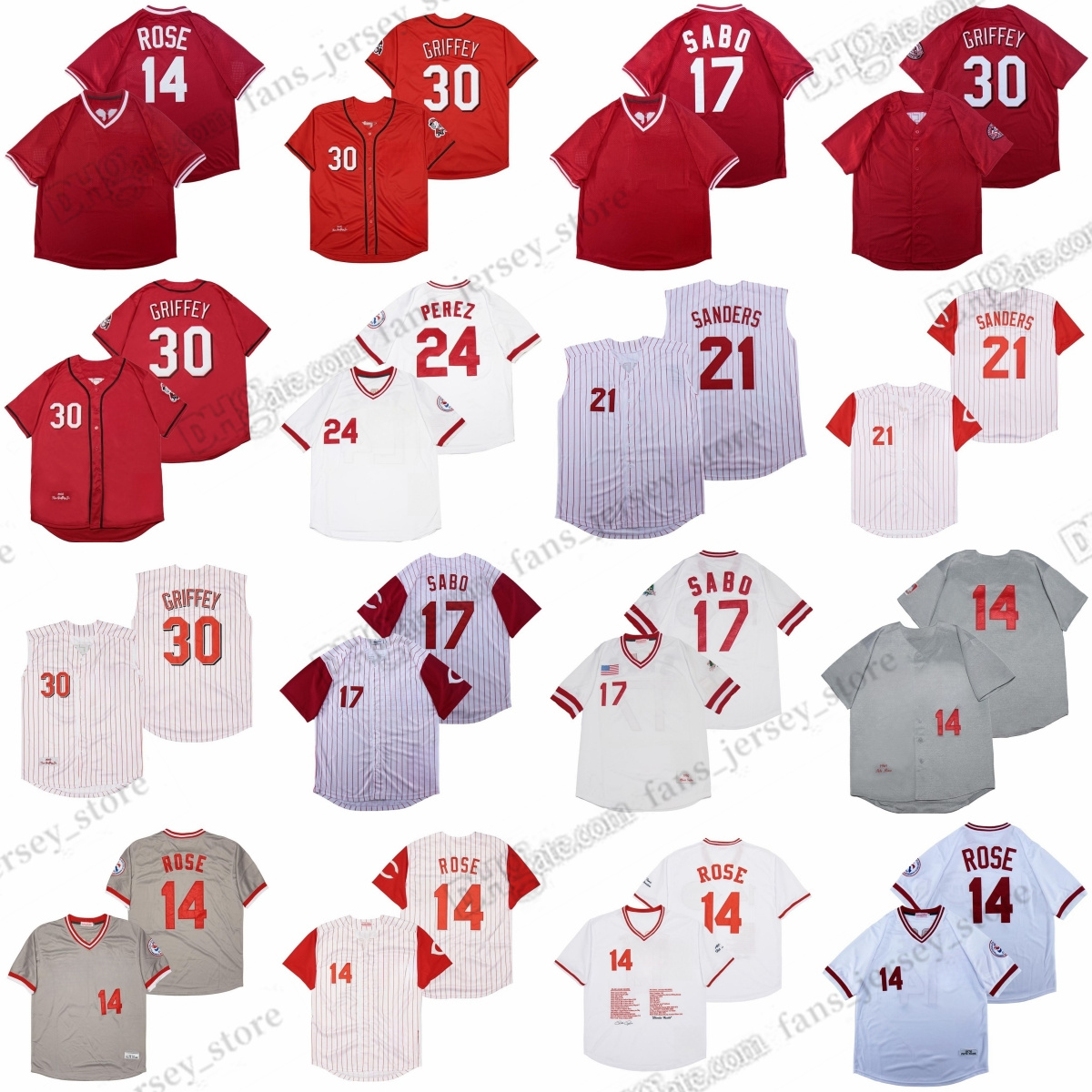 1969 Pete Rose Vintage Baseball Jerseys Dave Concepcion Chris Sabo Sanders Perez Ken Griffey Jr. Stitched Jersey