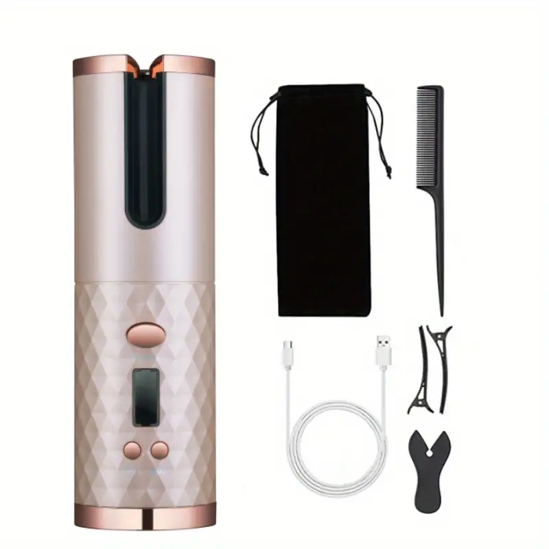 Cordless Automatic Curler: 6 Temperature Settings, Timer, Portable & Rechargeable, Fast Heating & Automatic Shutoff