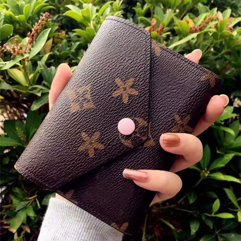 Fashion Designer Women Short Wallet woman purse Discount original box card holder ladies handbag checked flower AA
