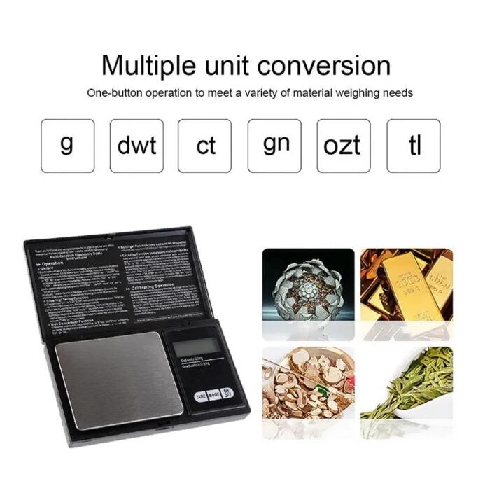 200g x 0.01g Mini Pocket Digital Scale LCD Digital Precision Jewelry Scale Coin Gold Diamond Jewelry Weigh Balance Measurement 500g/0.01g