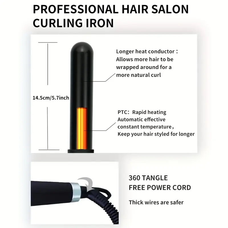 Professional 32mm Hair Curling Iron with Gloves and Clips - Multifunctional Hair Styling Tool for Curly Hair - Perfect for Salon-Quality Results at Ho