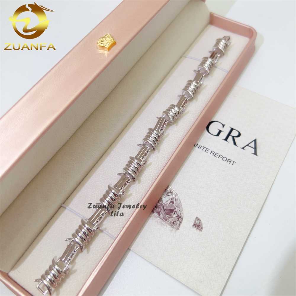 bracelet necklace mossanite Designer Jewelry New arrivals hip hop baguette link iced out 925 silver vvs moissanite bracelet men cuban link