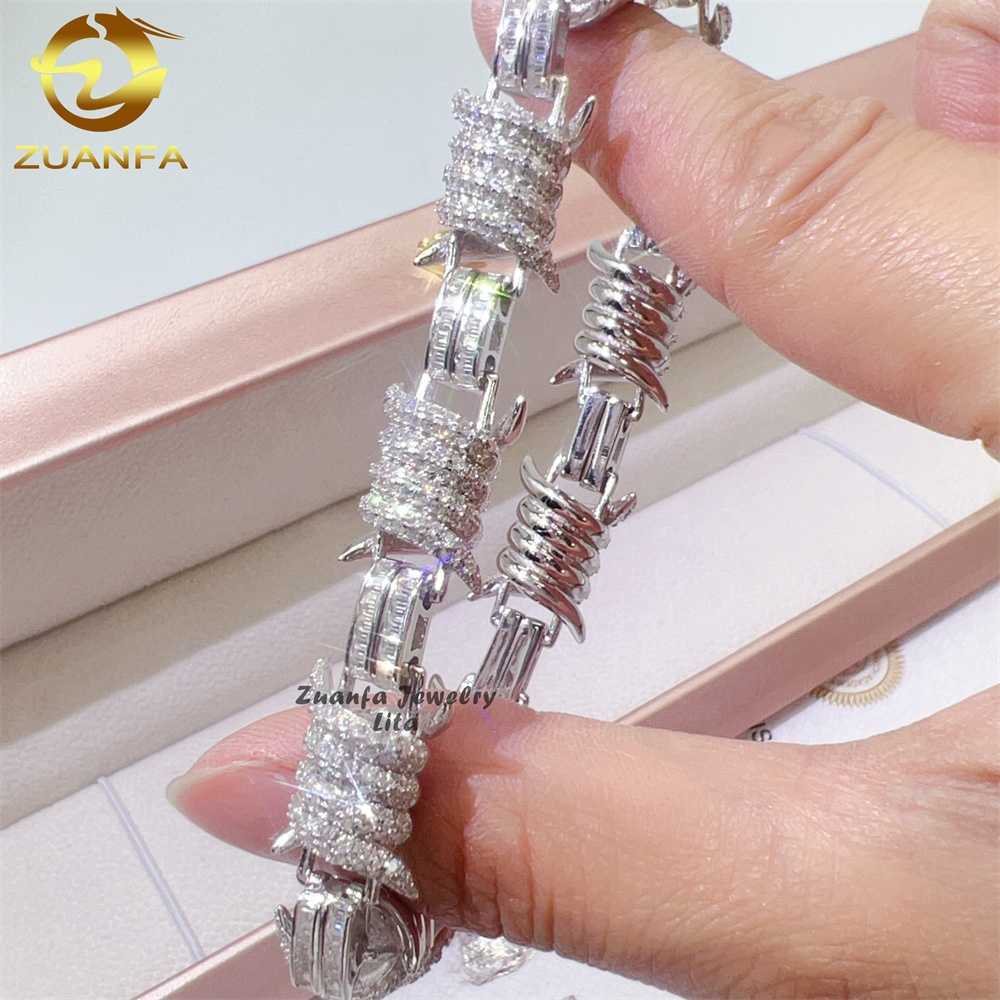 bracelet necklace mossanite Designer Jewelry New arrivals hip hop baguette link iced out 925 silver vvs moissanite bracelet men cuban link