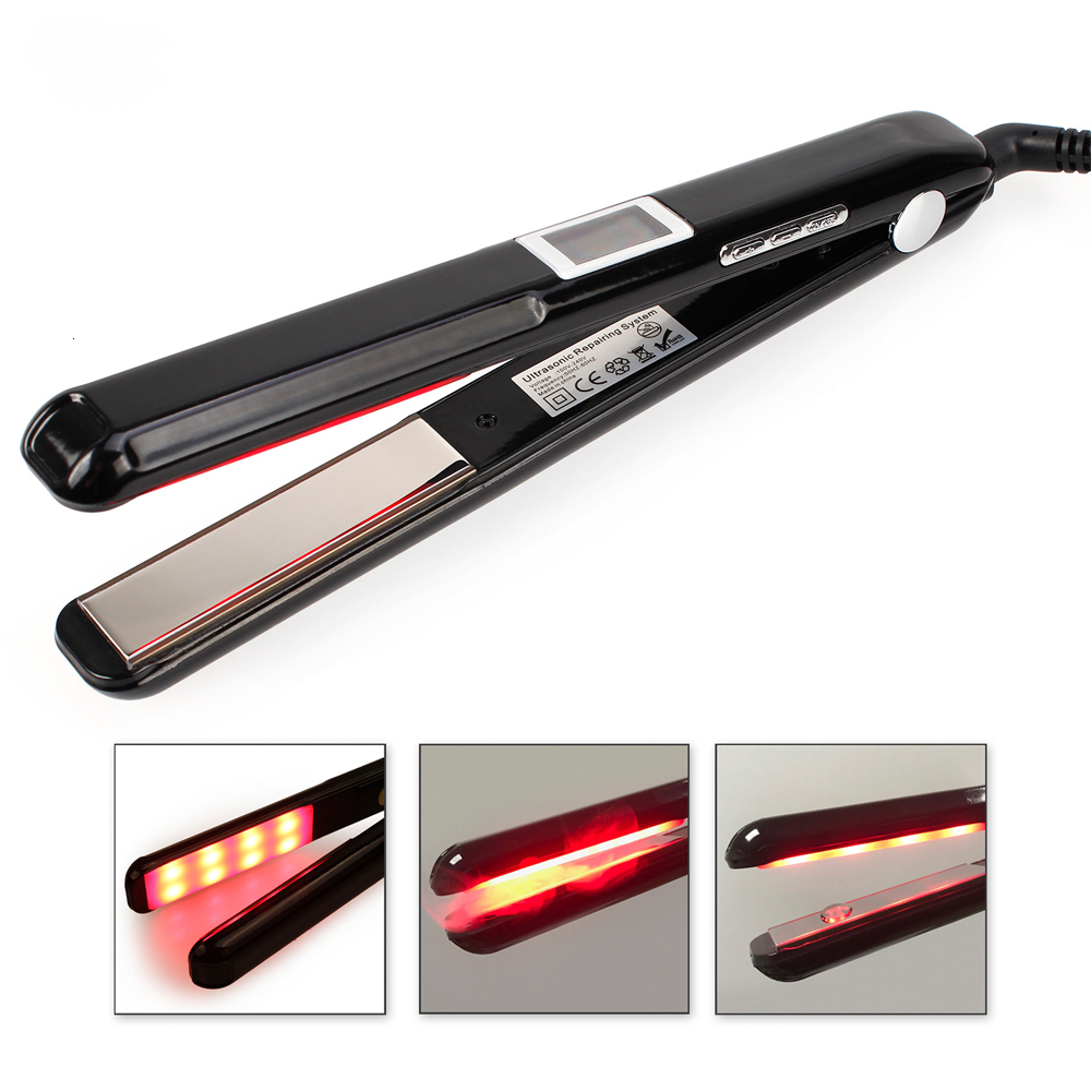 Curling Irons Hair Flat Irons Ultrasonic Infrared Cold Hair Care Iron Keratin Treatment for Frizzy Hair Recovers the Damaged Hair Straightener 230811