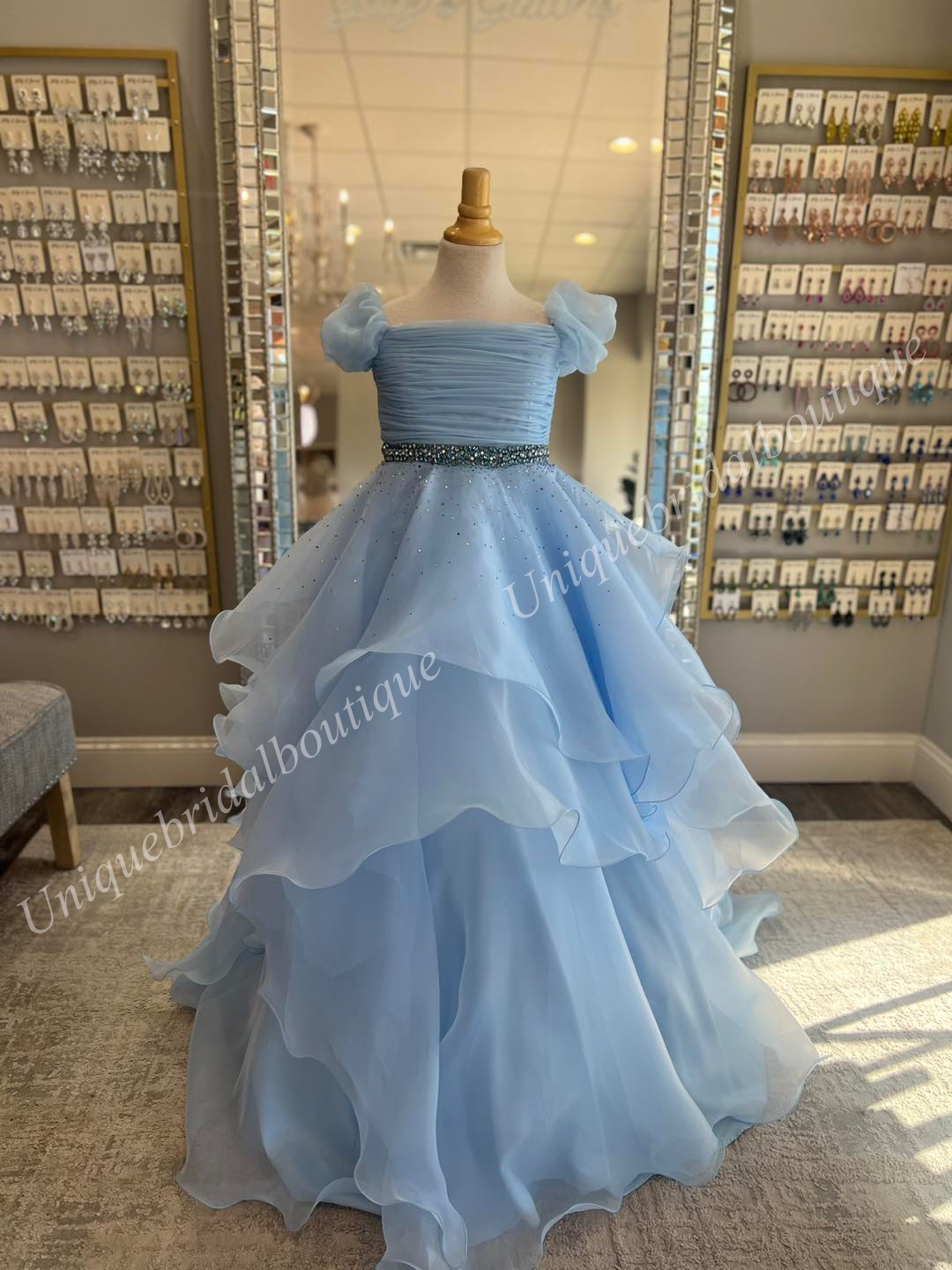 Coral Ballgown Girl Pageant Dress 2024 Puff Sleeve Ruffle Layer Little Kid Birthday Formal Party Gown Infant Toddler Teens Tiny Young Junior Miss Ligh