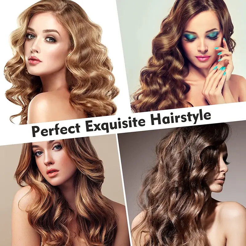 Cordless Automatic Curling Iron with 6 Temperatures and Timers - Portable Rechargeable Curling Wand with Fast Heating and Auto Shut Off