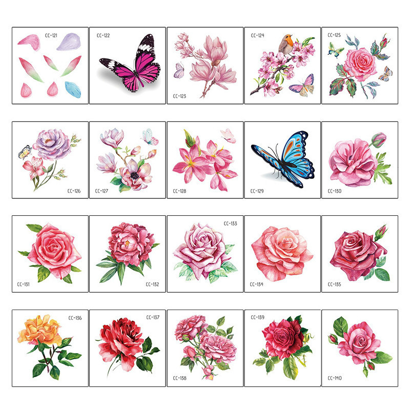 Temporary Tattoos 20 PCS SET Cartoon Children Party Makeup Flower Cat Dog Unicorn Butterfly Body Art Disposable Stickers 230812
