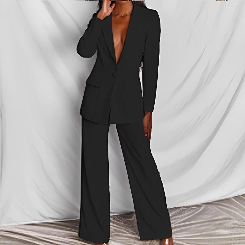 Women's Tracksuits Two Piece Outfits Women Clothes Suit 2023 Autumn Fashion Elegant Long Sleeve Blazer Coats & Work Straight Leg Pants