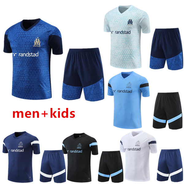 2023-2024 New Marseilles trascksuits soccer Jersey Men Training Suit Top 23/24 ALEXIS Olympique de MarseilleS Survetement Maillot Foot Short sleeves Sportswear