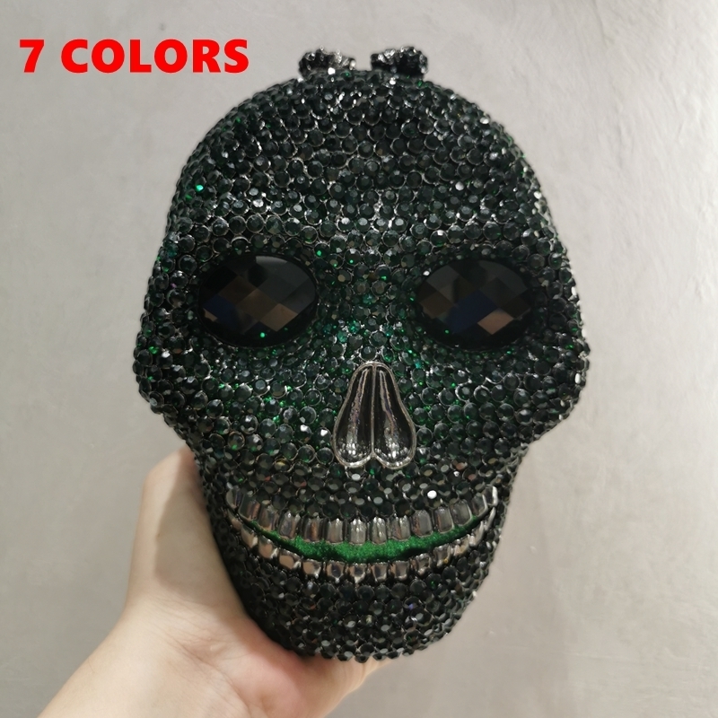 Lady Skull Halloween Gift Stones Clutch Women Rhies Evening Bag Wedding Bags Crystal Chain Gold Sier Day Clutches 230811 4