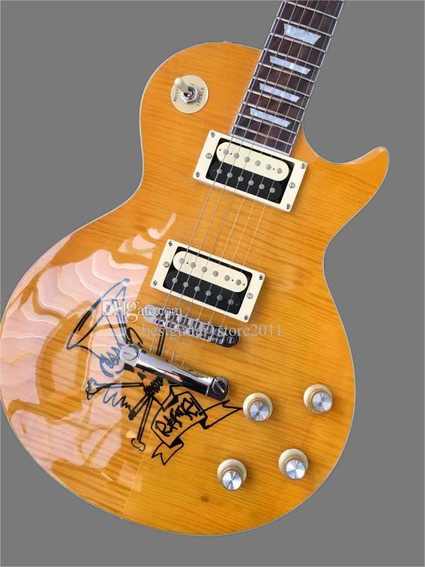 Custom 1959 r9 Yellow Retro Flame Maple-top electric guitar, slash signature guitar