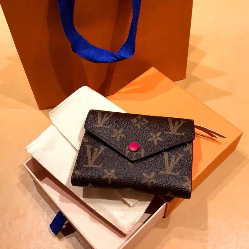 2023 Designer Women Short Wallet woman purse Discount original box card holder ladies handbag checked flowe