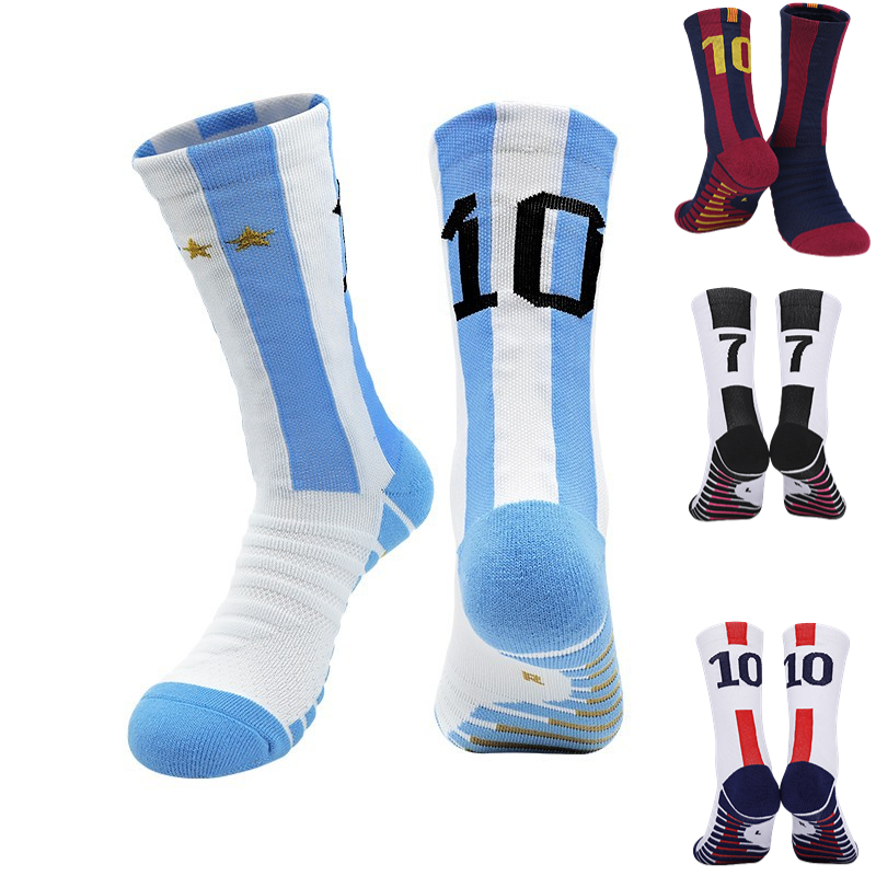 Sports Socks Number Blue White 10# 7# Soccer Men Adult Football Outdoor Running Cycling Fastdrying Breathable Nylon NonSlip 230811