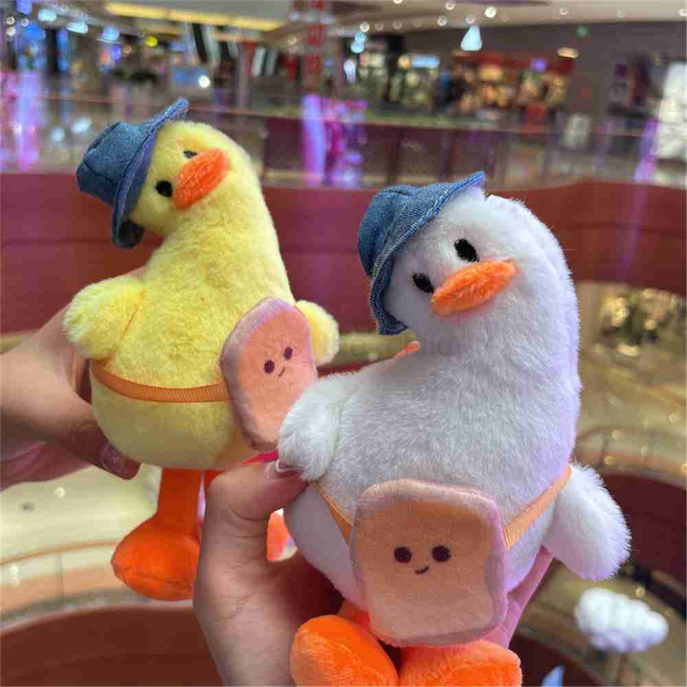 Keychains Lanyards Creative Funny Keychain Crooked Head Duck Plush Toy Key Chain Cute Duck Bag Pendant Hanging Keyring For Women Charms Gift