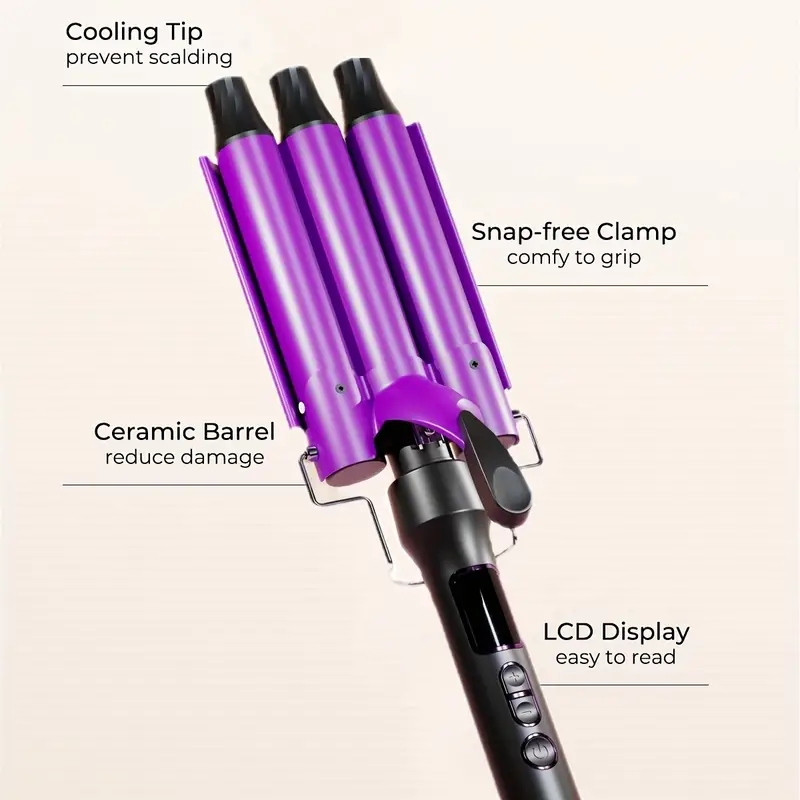 Create Professional-Level Curls at Home with this Durable 3 Barrel Curling Iron Wand!