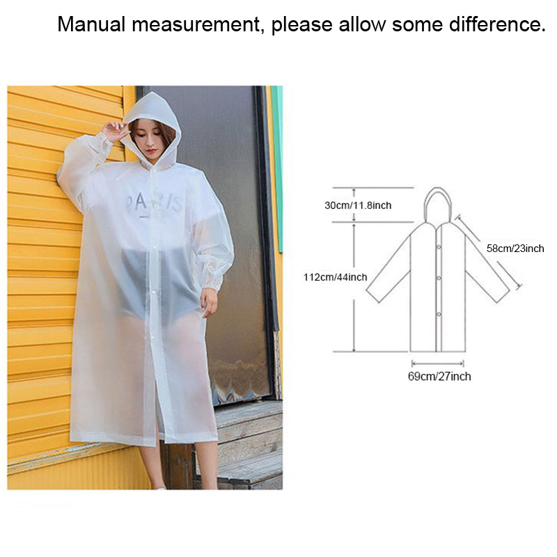 Raincoats Reusable EVA Hooded Rain Coat Unisex Waterproof Long Windproof Poncho Outdoor Hiking Camping Transparent Fashion Portable Rainwear