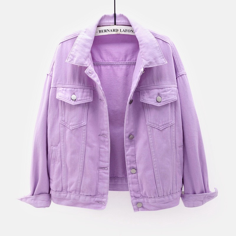 Men's Hoodies Sweatshirt's Denim Jacket Spring Autumn Short Coat Pink Jean Jackets Casual Tops Purple Yellow White Loose Lady Outerwear KW02