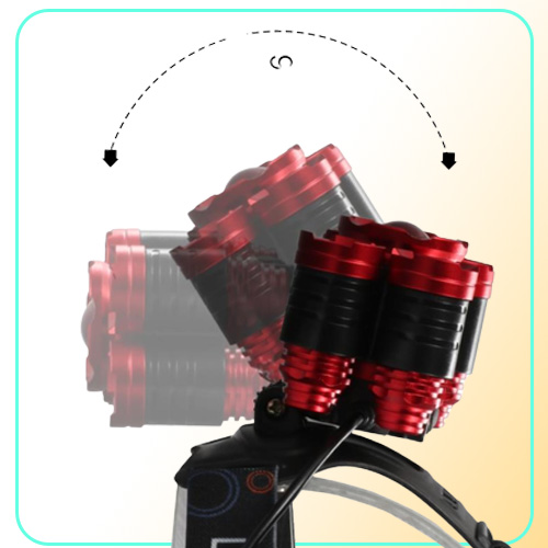 15000 Lumens 5 LED Headlamp T6 Headlight 4 modes Zoomable LED Headlamp Rechargeable Head Lamp Flashlight 2 18650 Battery AC DC Cha