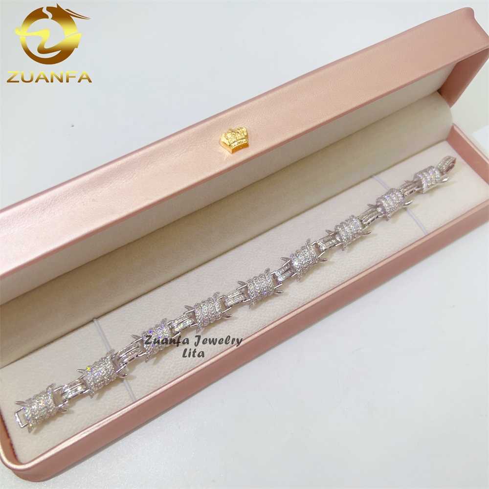 bracelet necklace mossanite Designer Jewelry New arrivals hip hop baguette link iced out 925 silver vvs moissanite bracelet men cuban link