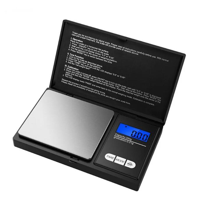 200g x 0.01g Mini Pocket Digital Scale LCD Digital Precision Jewelry Scale Coin Gold Diamond Jewelry Weigh Balance Measurement 500g/0.01g