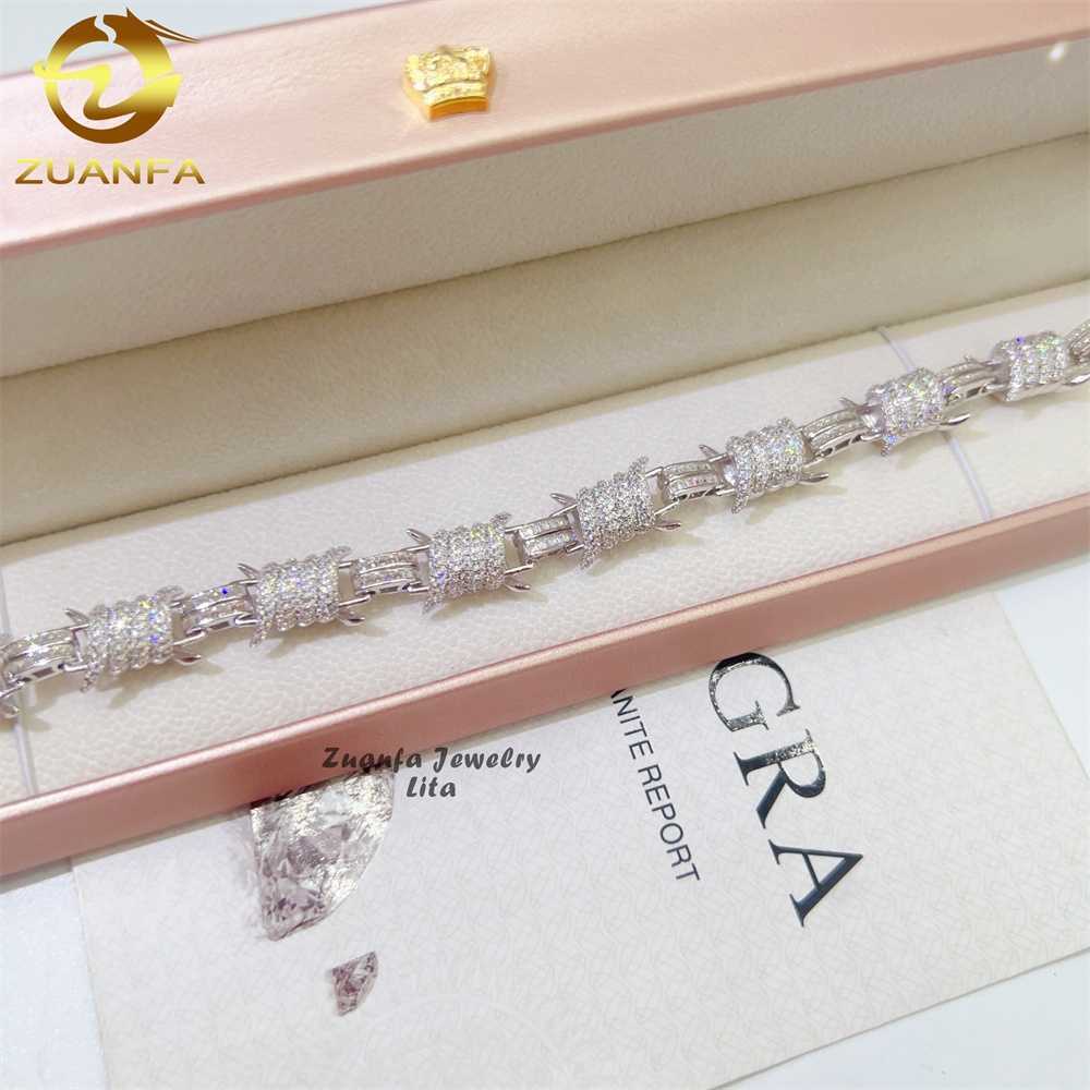 bracelet necklace mossanite Designer Jewelry New arrivals hip hop baguette link iced out 925 silver vvs moissanite bracelet men cuban link