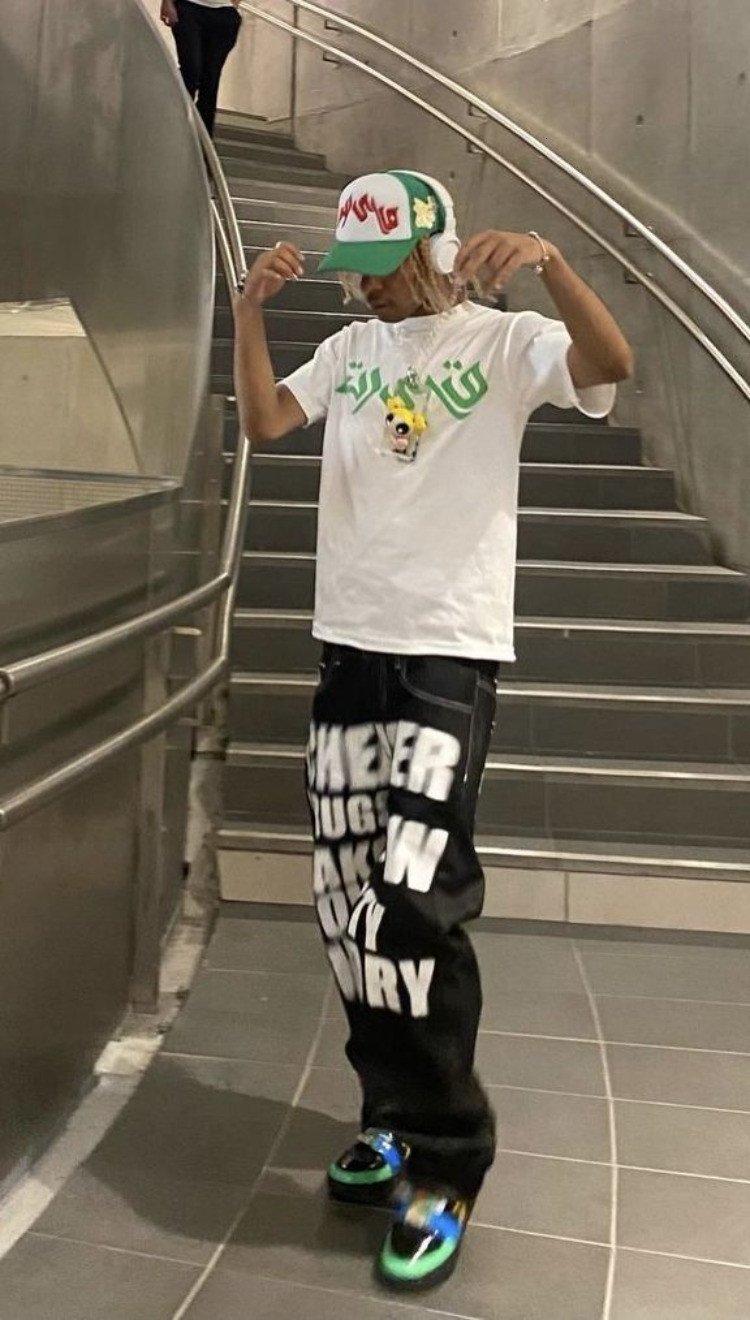 Men's Jeans Y2k Jeans Hip Hop Letter Printed Black Pants Men Women Trend Fashion Punk Loose Straight Wide Leg Trousers Streetwear 230823