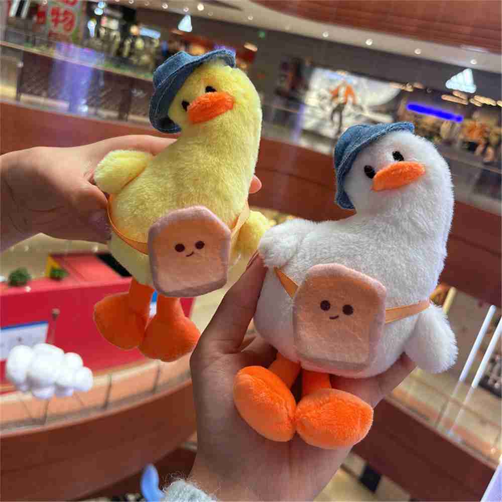 Keychains Lanyards Creative Funny Keychain Crooked Head Duck Plush Toy Key Chain Cute Duck Bag Pendant Hanging Keyring For Women Charms Gift