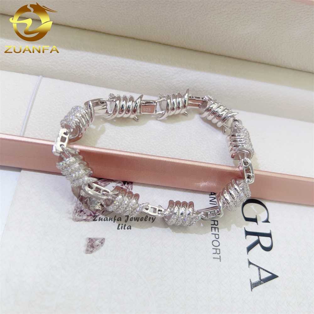 bracelet necklace mossanite Designer Jewelry New arrivals hip hop baguette link iced out 925 silver vvs moissanite bracelet men cuban link