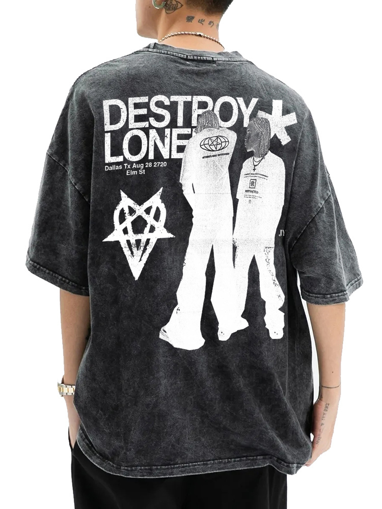Men's TShirts Y2K Hip Hop Letter Printed T Shirt Destroy Lonely Oversized Tops Harajuku Fashion Casual All Match Loose Streetwear 230811