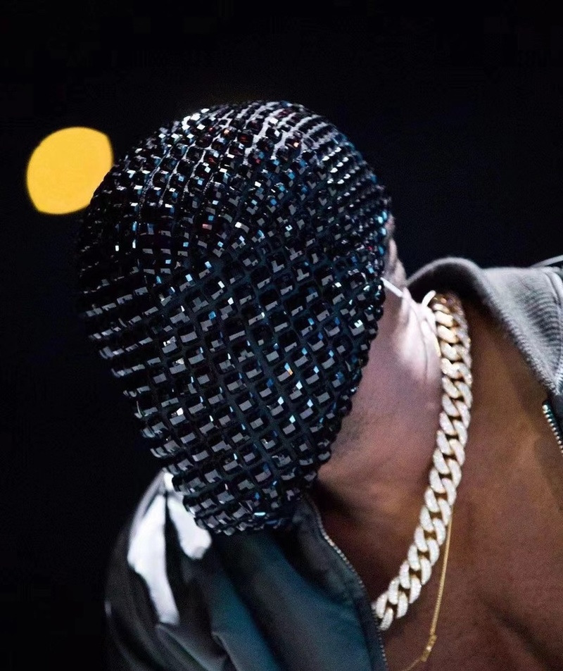 Fashion Face Masks Neck Gaiter Diamond Punk Headgear Mask Cosplay Gothic Bling Fashion Mask Night Club Dancer Stage Rave Accessories DJ Performance 23