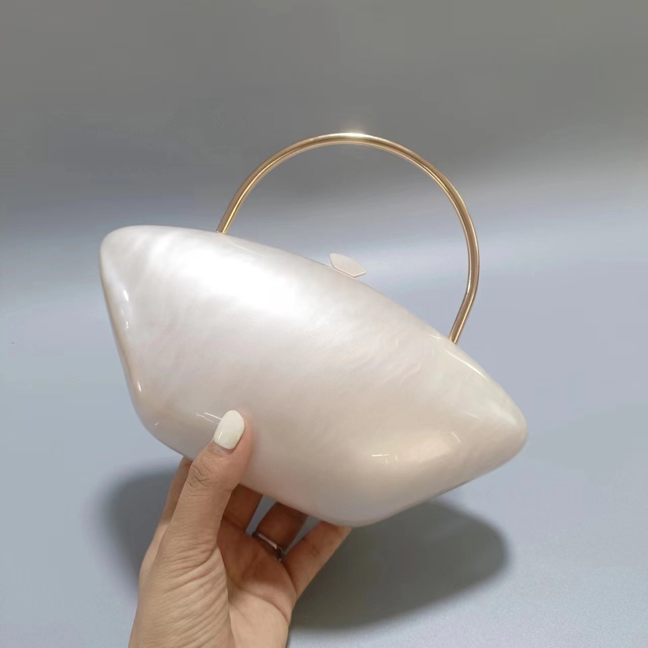 Evening Bags Pearl bead shaped acrylic clutch bag women er evening party tote box purse ivory handbag 230811