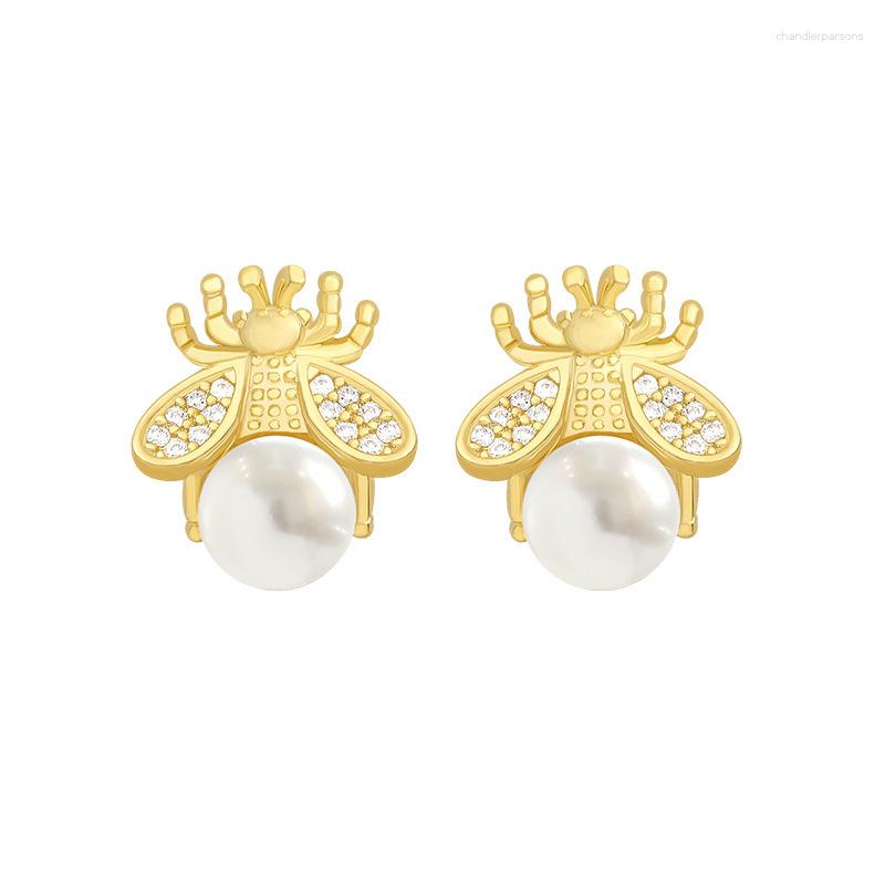 Stud Earrings 2023 Korean Exquisite Honey Bee Pearl Fashion Temperament Versatile Small Elegant Ladies Jewelry